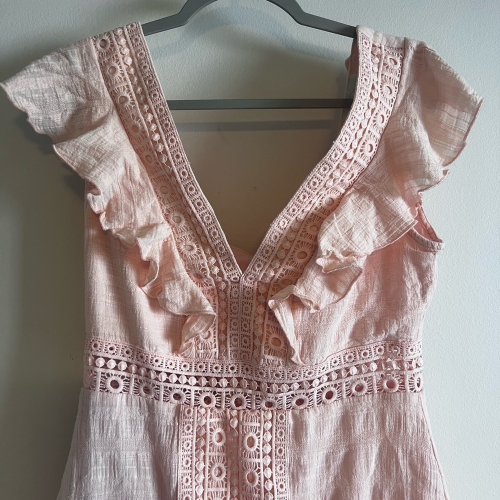 Y2K JUN & IVY Miami Allegra Pink Crochet Flutter Sleeve Dress size medium - Picture 4 of 10